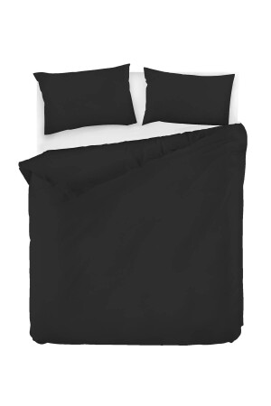 Einfarbiges Bettbezug-Set aus 100 % natürlicher Baumwolle, Doppelbett, FreshColor Schwarz, Ep-022787-v - 7