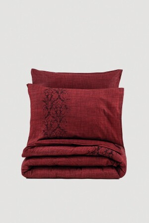 Einfarbiges Doppelbett-Bettbezug-Set Sooty Claret Red 1843p - 4