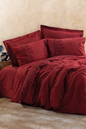 Einfarbiges Doppelbett-Bettbezug-Set Sooty Claret Red 1843p - 2