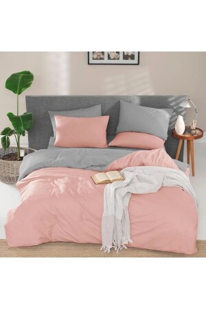 Einzelbett 160 x 220, doppelseitiger Bettbezug, Bettbezug, rosa – grau, JHÇRPEMBEGREY160 x 220 - 2