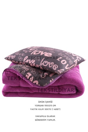 Einzelne doppelseitige Welsoft Quilt Plum Love - 4