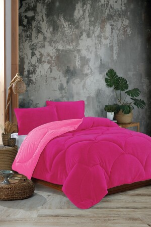 Einzelne Welsoft-Steppdecke in Fuchsia - 2