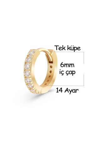 Einzelner Ohrring (kein Paar) 14 Karat Gold *Babygröße* Stein Kleiner Creolen-Ohrring 6 mm Huggie Kleiner einzelner Ohrring - 4