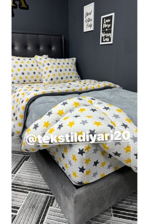 Einzelnes Welsoft Puffy Schlafset (mit elastischen Laken) Yellow Big Star - 4