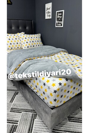 Einzelnes Welsoft Puffy Schlafset (mit elastischen Laken) Yellow Big Star - 5