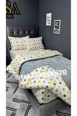 Einzelnes Welsoft Puffy Schlafset (mit elastischen Laken) Yellow Big Star - 6