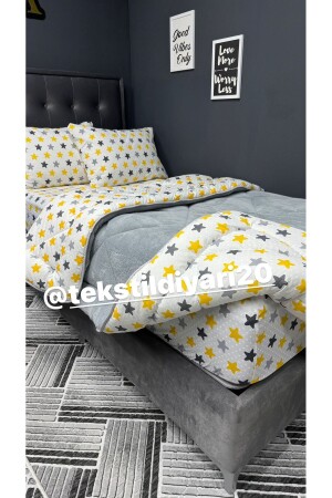 Einzelnes Welsoft Puffy Schlafset (mit elastischen Laken) Yellow Big Star - 8