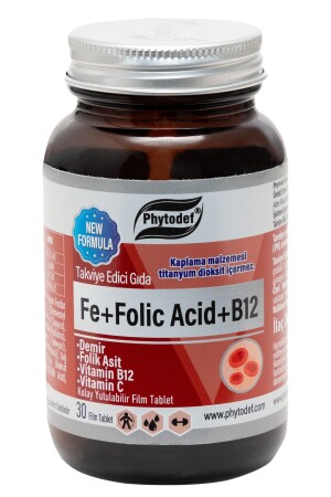 Eisen + Folsäure + Vitamin B12 + Vitamin C – 30 Tabletten - 1