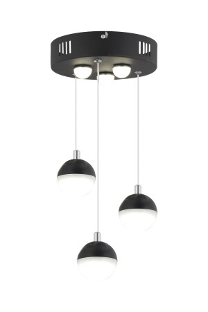 Ekin 3-teilige runde 24 Watt schwarze LED-Schmetterlings-detaillierte moderne Korridor-, Schlafzimmer- und Wohnzimmer-Hängelampe mit LED 4081-03Y-BL - 5