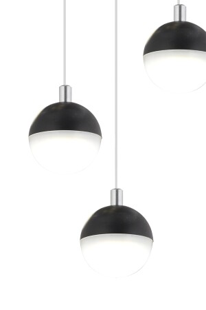 Ekin 3-teilige runde 24 Watt schwarze LED-Schmetterlings-detaillierte moderne Korridor-, Schlafzimmer- und Wohnzimmer-Hängelampe mit LED 4081-03Y-BL - 7