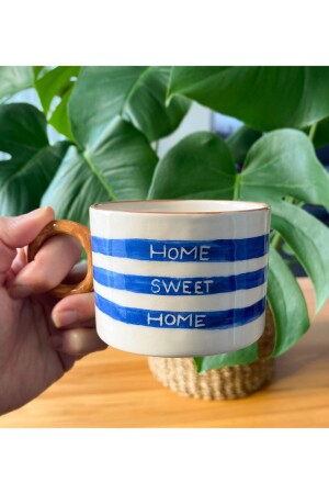 El Yapımı Home Sweet Home Seramik Kahve Fincanı BV150 - 2