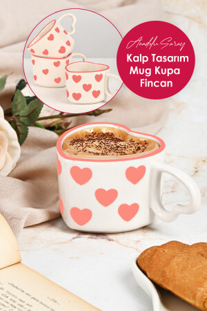 El Yapımı Seramik Kalp Tasarım Mug Kupa Fincan Handmade El Yapımı Mug Fincan Kupa Kahve Kupası ASHome.Kalp.Mug - 4