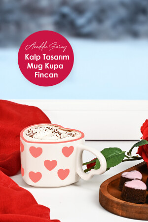 El Yapımı Seramik Kalp Tasarım Mug Kupa Fincan Handmade El Yapımı Mug Fincan Kupa Kahve Kupası ASHome.Kalp.Mug - 5