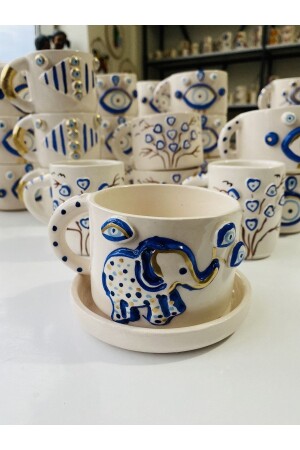 Elefant handgefertigte Keramiktasse Geschenk 001 - 1