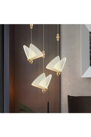 Elegance Modern Butterfly Design Dreifach-Pendelleuchte LED-Kronleuchter Roségold Gelb Großartige Optik burenze809 - 5