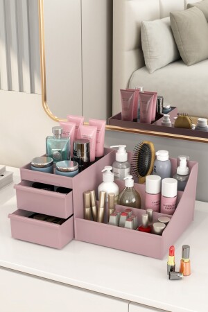 Eleganter Make-up- und Kosmetik-Organizer, Pinselhalter, Dusty Rose, elegantes Weinrot - 3