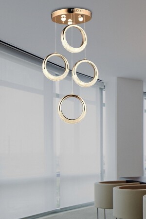 Eleganz Luxus Design Moderne Vierfach-Pendelleuchte LED-Kronleuchter Goldgelb burenze821 - 2