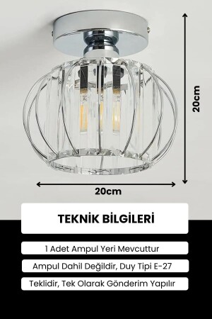 Elegrante Model Krom Renk Kaplama Metal Kristal Taşlı Yatak Odası Salon Oturma Odası Plafonyer Avize - 4