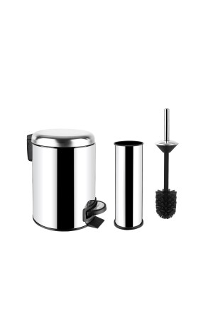 Elit Doppel-Badezimmer-Set, Edelstahl, 3 l, Abfalleimer, WC, WC-Bürste E120400 - 4