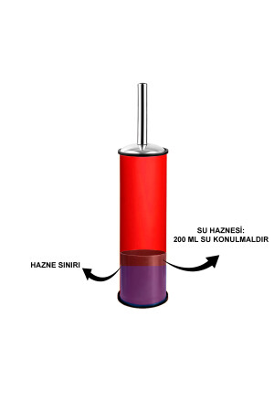 Elit Ikili Banyo Seti Paslanmaz- Kırmızı ( 3lt Çöp Kovası Tuvalet Fırçası ) VE120400-K - 7