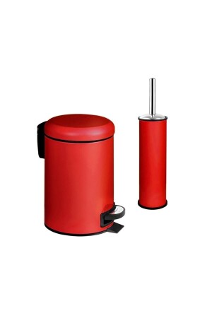 Elite Doppel-Badezimmer-Set, Edelstahl, Rot (3 l Mülleimer-Toilettenbürste) VE120400-K - 1