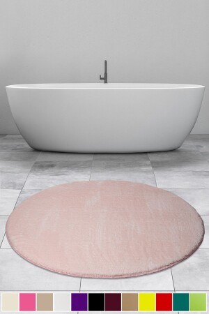 Elite Pudra 100x100 Cm Yuvarlak Peluş Banyo Paspası Kaymaz Taban Pufidik Banyo Halısı BnyKlzEliteYuvBanyo100x100 - 2