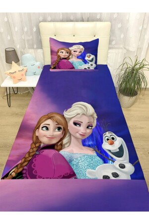 Elsa Anna Olaf Desenli Yatak Örtüsü Ve Yastık - 3