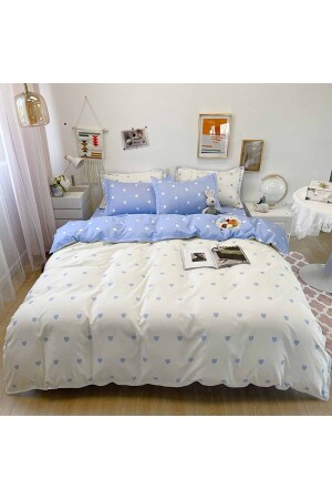 Else Double Sided Blue Hearts Cotton Satin Double Duvet Cover Set elsekalpheromv - 4