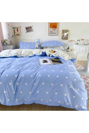 Else Double Sided Blue Hearts Cotton Satin Double Duvet Cover Set elsekalpheromv - 6