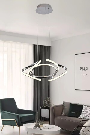 Enzo Chrom moderne Pendelleuchte, weißes Licht, Wohnzimmer, Küche, LED-Kronleuchter - 2