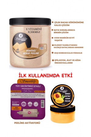 Epilasyon, Ağda Sonrası Batık Peeling 1kg Set Bisküvi Peeling-mango Şeftali Peeling-tüy Geciktirici BİSKÜVİ800MANGO200 - 2