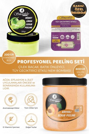 Epilasyon, Ağda Sonrası Batık Peeling 1kg Set Kayısı Peeling 800ml - Lotus 200ml -nem Bombası KAYISI800LİMON200 - 2