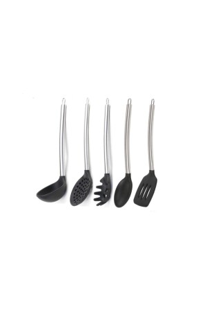 Epınox Silikon Siyah Mutfak Seti 3 (SİLİKON KAŞIK. SPATULA. KEPÇE. SPAGETTİ KAŞIĞI. KEVGİR) SM-13 - 1