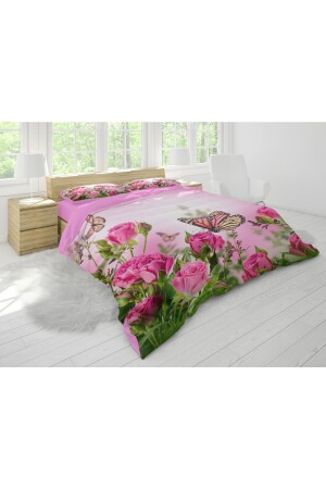 Erayshome Pink Rose 3D-Digitaldruck-Doppelbettbezug-Set Pmbe_GL_Btrly - 4