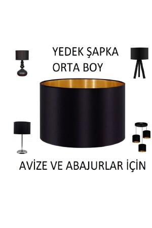 Ersatz-Lampenschirm und Kronleuchter-Abdeckung, Kopf aus schwarzem Stoff, goldfarben, gelb beschichteter Innenkörper, Metallteile, Lampenschirm – Schwarzgold - 6