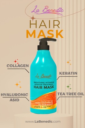 Erweichende Intensiv-Keratin-Kollagen-Haarpflegemaske (FÜR ALLE HAARTYPEN) 500 ml E - 4