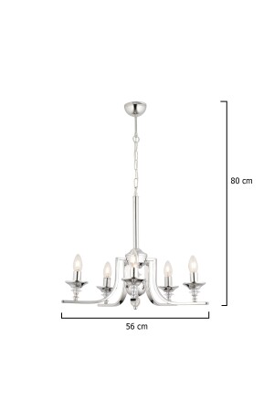 Erza 5-teilige moderne Chrom-Pendelleuchte für Küche, Schlafzimmer, Wohnzimmer, Kronleuchter 3694-05-CH - 9