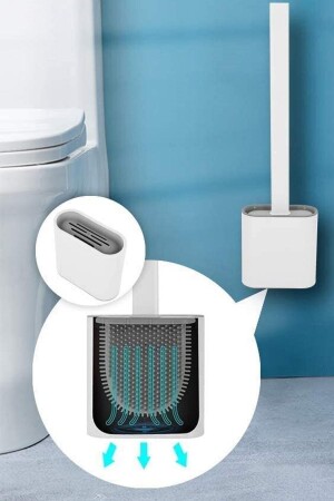 Es176 Home Weiße Toilettenbürste, Silikon-Badezimmer-Toilettenbürsten- und Halter-Set, weiß - 7