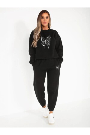 Eşofman Takımı Sweatshirt Jogger - Baskılı Oversize Şardonlu Kapüşonlu - 1