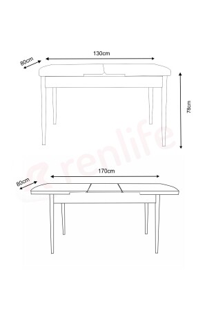 Esstisch Küchentisch Set Holztisch Ausziehbarer Tisch Tisch für 6 Personen (Luxury Kemençe) - 6