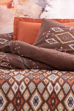 Ethnisches Doppelbett-Bettbezug-Set Belize Brown 8680108063033 - 8