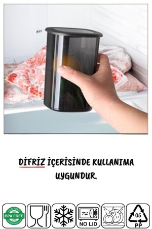 Etiketli 12 Adet 1200 Ml Ekonomik Kırılmaz Antrasit Saklama Kabı TYC00826161489 - 5