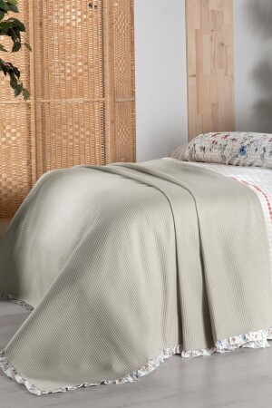 Eva Bella Beige Doppelbett-Bettbezug-Set aus 100 % Baumwolle und Bettbezug-Set SAREV. 3179629005 - 6