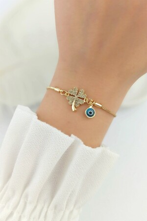 Evil Eye Bead Clover Armband mit Aufzug Trbilek70191 TRBİLEK70191B35003-F02 - 2