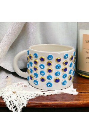 Evil Eye Bead gemusterte handgemachte Kaffeetasse Evil Eye voll - 1