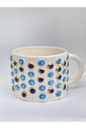 Evil Eye Bead gemusterte handgemachte Kaffeetasse Evil Eye voll - 5