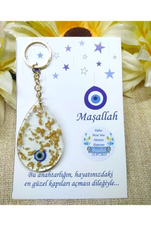 Evil Eye Bead Motiv Tropfen Epoxy Schlüsselanhänger Beschneidung Süßigkeiten Geschenk (30 Stück) Murat OrnamentNazarliEpoxy Schlüsselanhänger30 - 2