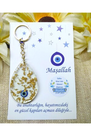 Evil Eye Bead Motiv Tropfen Epoxy Schlüsselanhänger Beschneidung Süßigkeiten Geschenk (30 Stück) Murat OrnamentNazarliEpoxy Schlüsselanhänger30 - 4