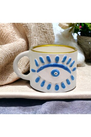 Evil Eye gemusterte handgemachte Kaffeetasse Tasse Evil Eye Snackschale gestreift - 1