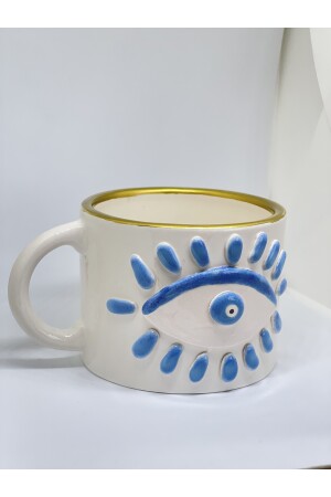 Evil Eye gemusterte handgemachte Kaffeetasse Tasse Evil Eye Snackschale gestreift - 4